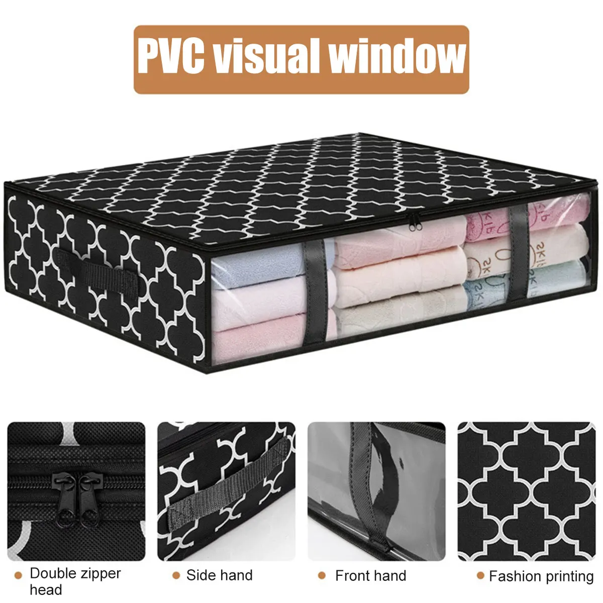 2Pcs Under Bed Storage Bags 40L Underbed Storage Containers with Reinforced Handles Zipper Non-Woven Storage Bins Foldable Stora 3