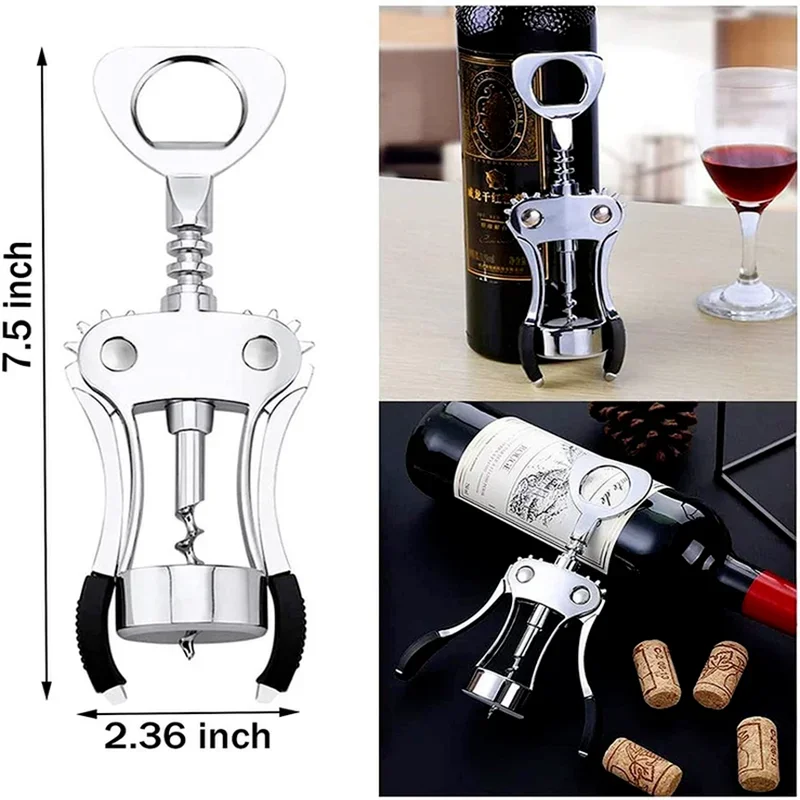 Elegant Zinc Alloy Wine and Beer Bottle Opener with Corkscrew Functionality