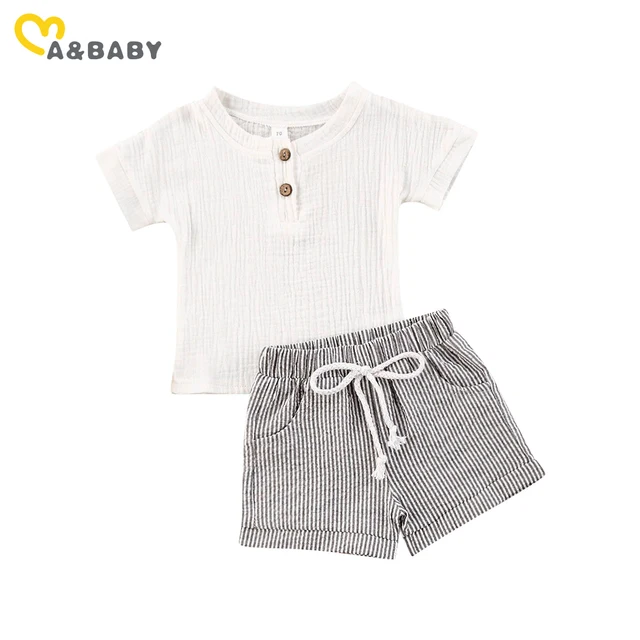 ma&baby 0-3Y Toddler Infant Kid Baby Boy Clothes Sets Soft Short Sleeve T-shirt Tops Striped Shorts Summer Outifts Clothing 6