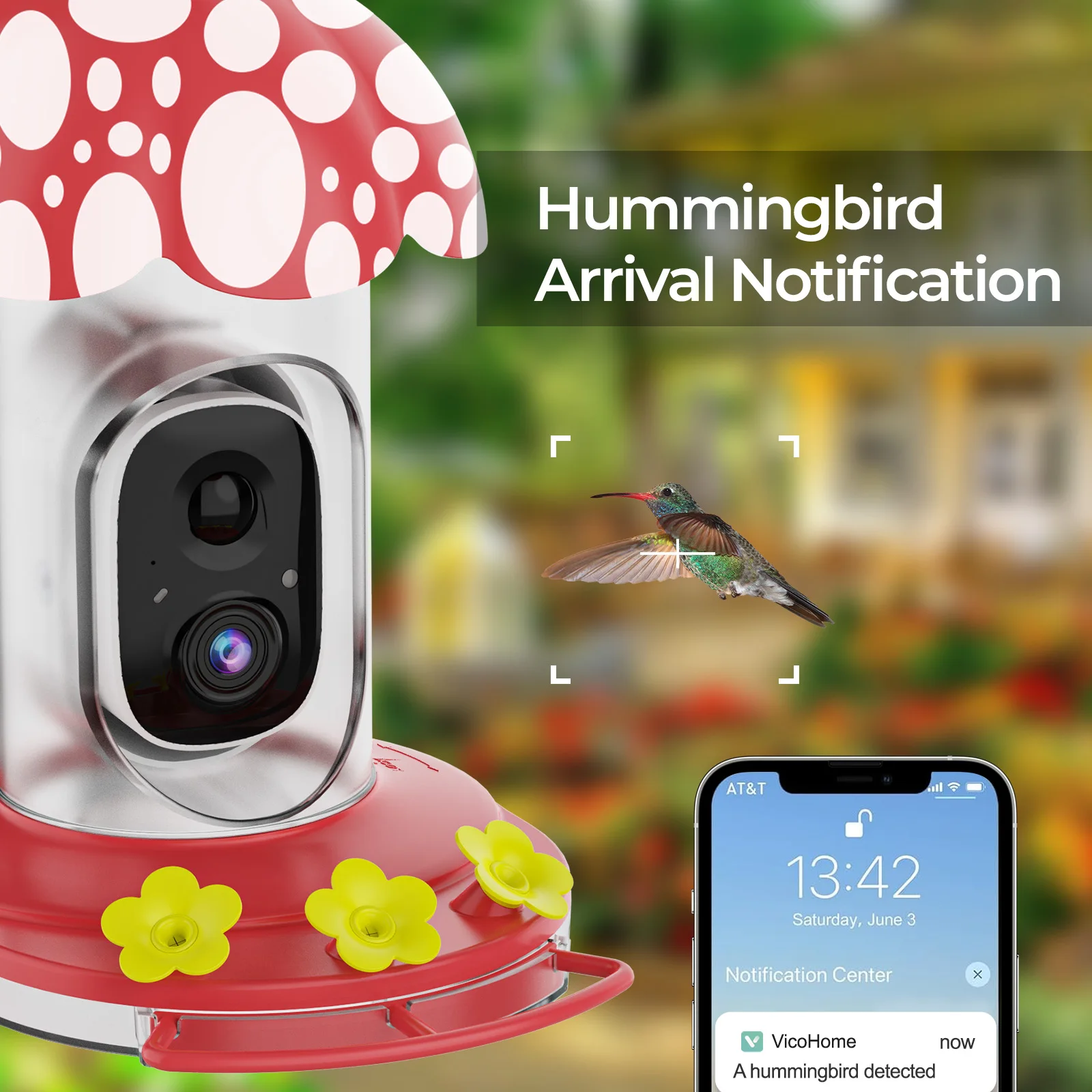 Smart Hummingbird Feeder, AI Bird Recognition Camera, Bird Pet Feeder, Outdoor APP WIFI Ant-proof Bird Feeder Smart Bird Monitor
