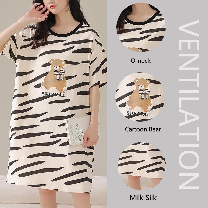 ثوب نوم نسائي برسوم كرتونية غير رسمية ، ملابس منزل...