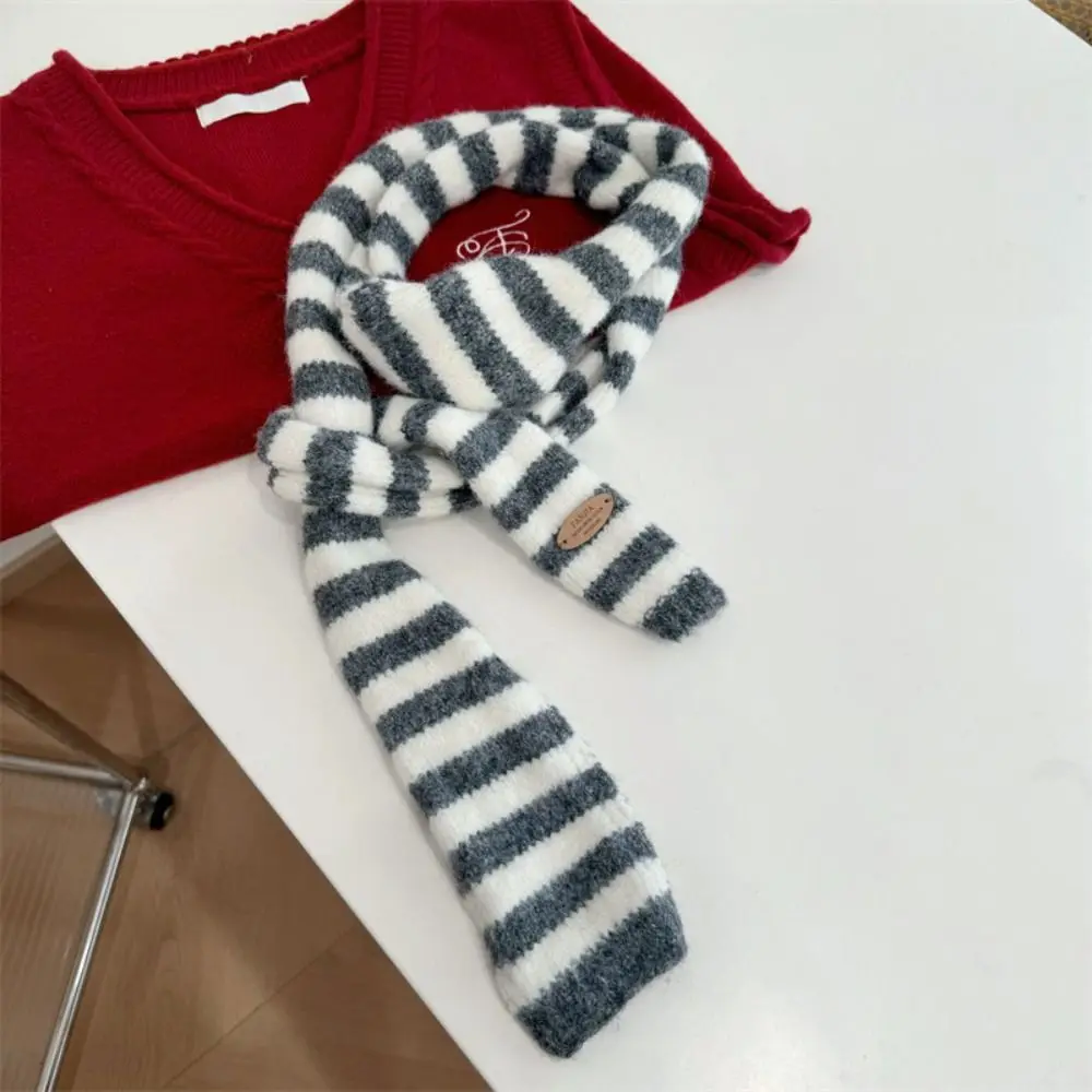 Elegant Black and Grey Stripe Women's Cotton Fashion Neckerchief Scarf