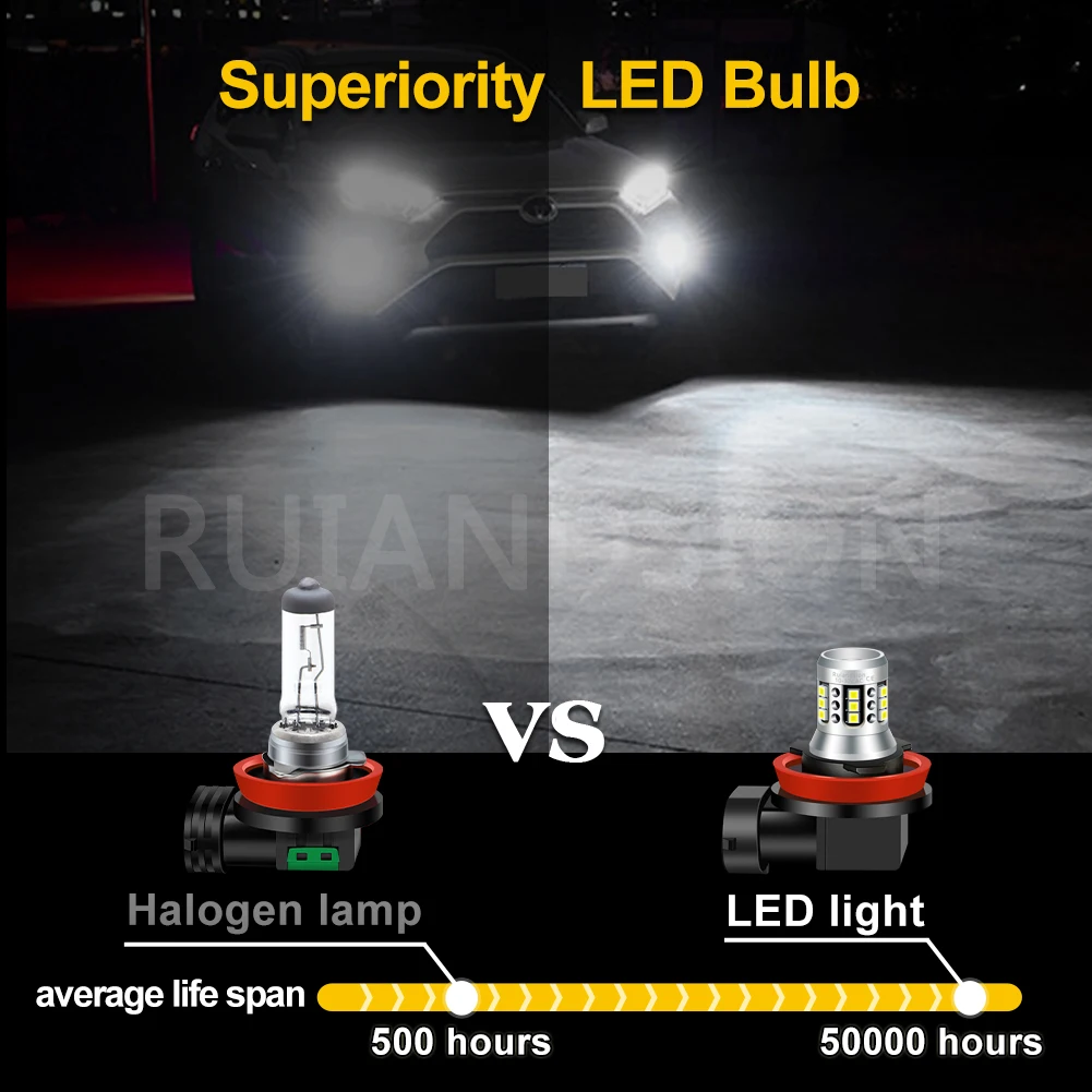 H11 LED 안개등 전조등 고품질 LED 전구 폭스바겐 VW 티구안 2 MK2 2016 2017 2018 2019 2020 범용 액세서리