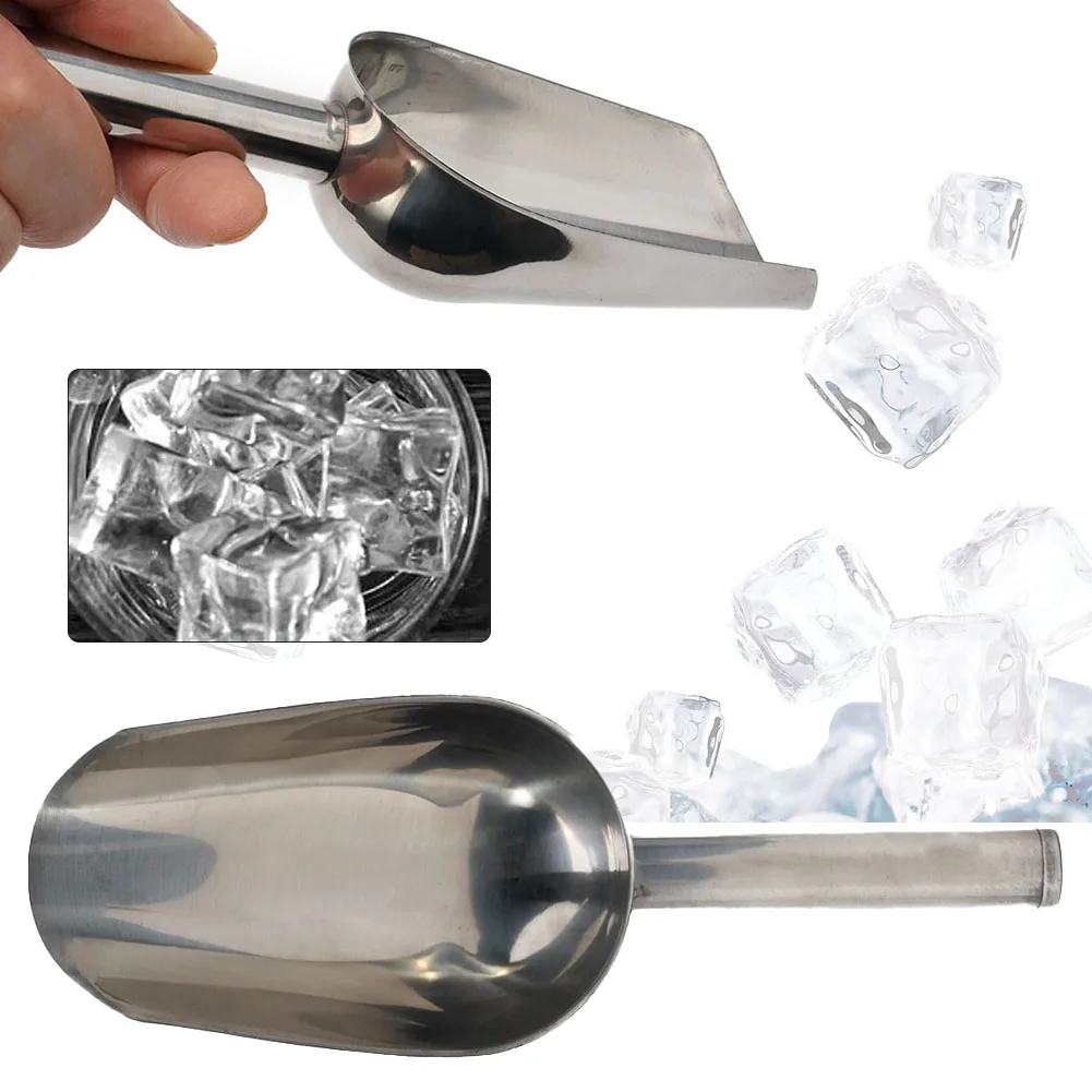 Description Picture 2 of itemStainless Steel Ice Scoop Party Bar Buffet Kitchen Sugar Flour Dry Goods Shovel Ice Cream Tools Food Measuring Scoop Shovel