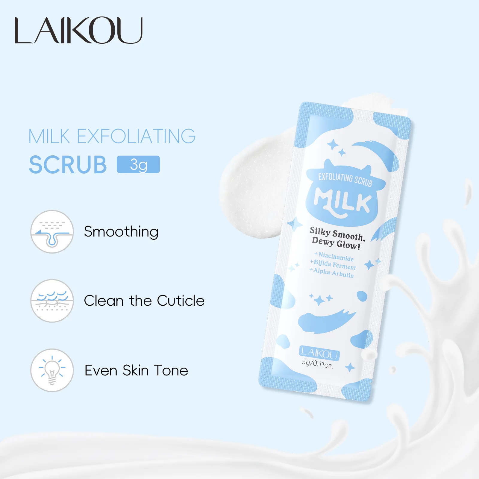 LAIKOU Milk Body Facial Scrub  Cream Lotion Moisturizing Deep Cleansing Gentle Tender Face Exfoliation Skin Care Product