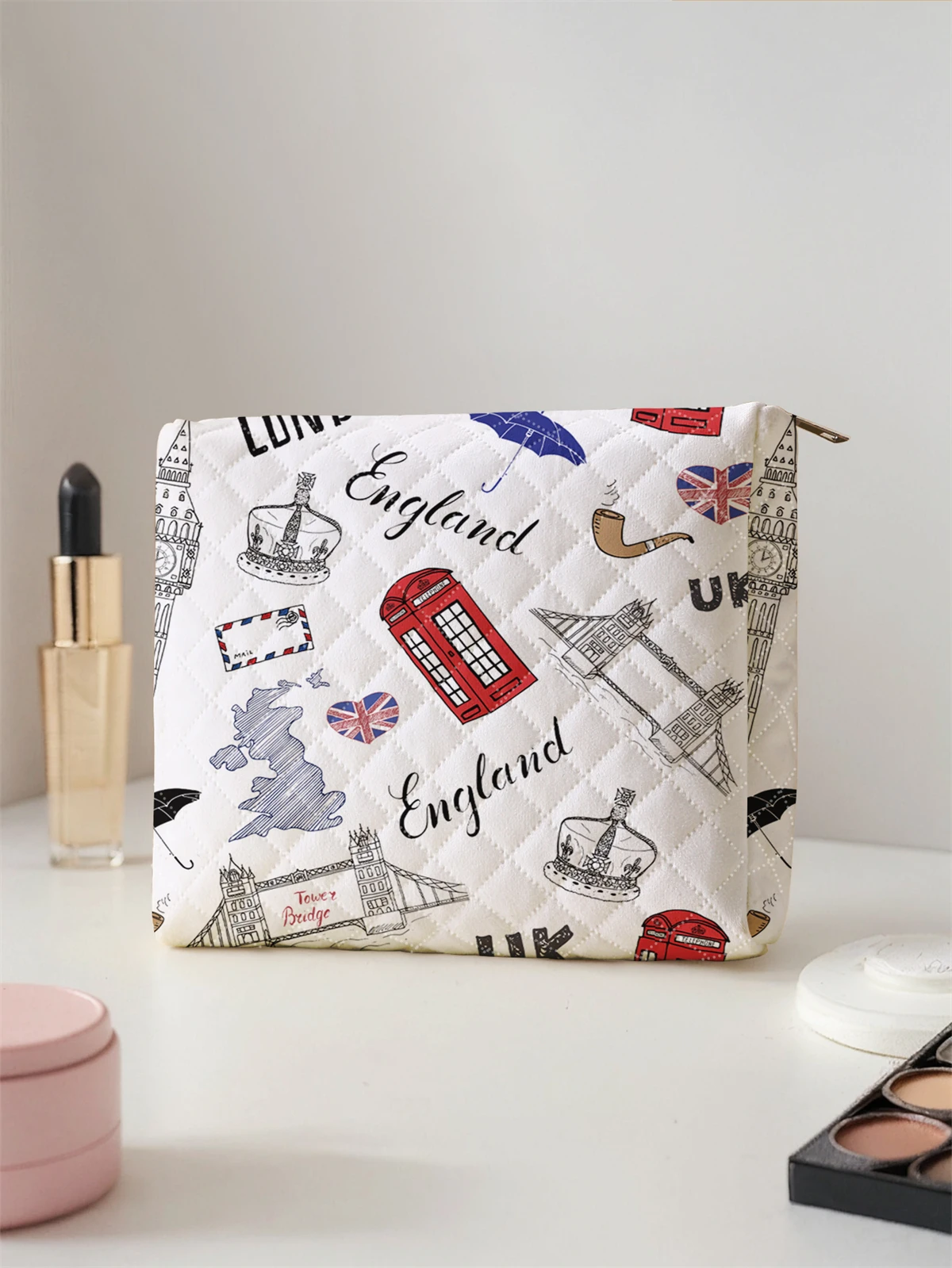 1 Set Portable Makeup Bag, Large Capacity Design, Easily Accommodate Your Cosmetics, Lightweight And Portable For Storing Cosmet