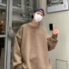 2023 New Men's Sweater Korean Trendy Loose-fit Japanese Knitted Top Winter Onesie Lazy Line Cloth Jacket