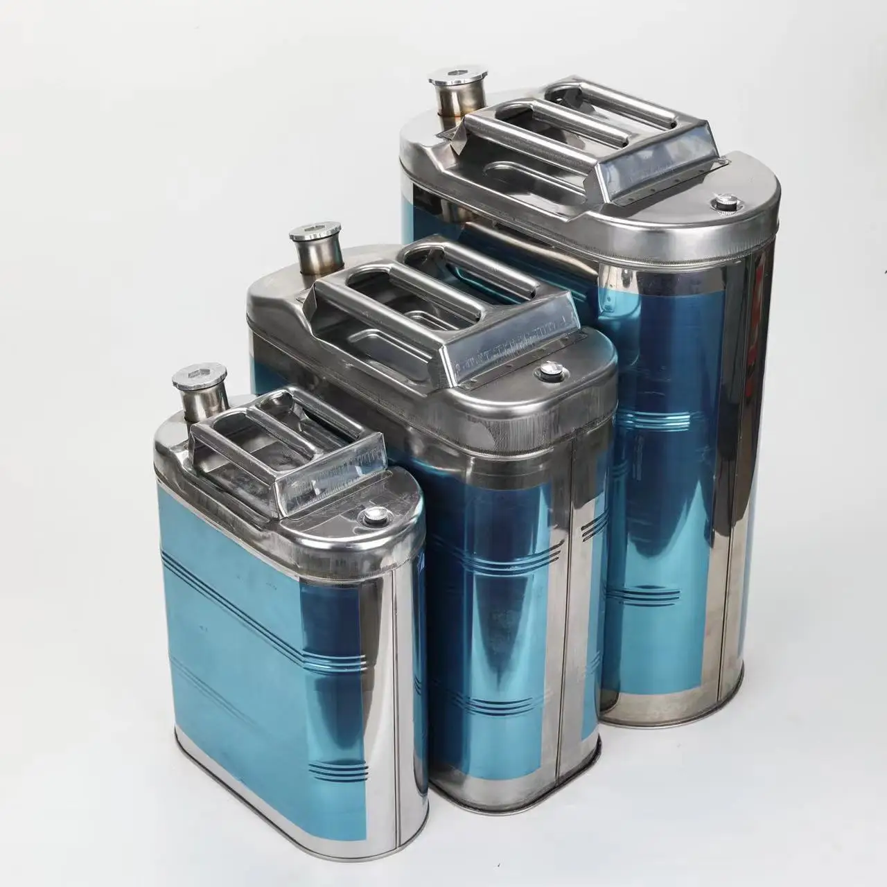 Gasoline Drum Three-handle Stainless Steel Oil Drum Portable with Bleed Valve Spare Gasoline New