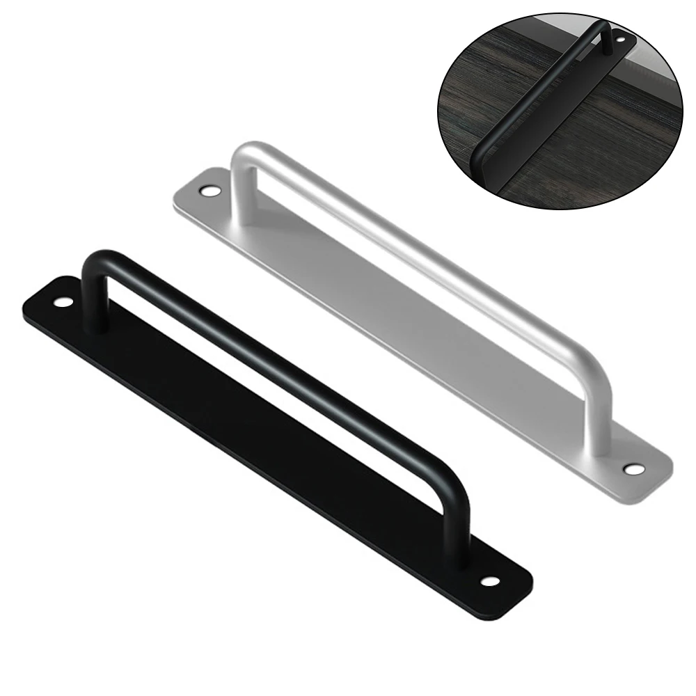

1pc 210mm Aluminum Solid Door Handles Aluminum Alloy Handle Solid No punch Indoor Toilet Sliding Door for Cabinet Closet Drawers