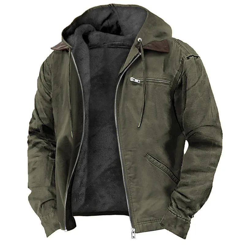 Men's Jacket New Fashion Casual Hooded Zipper Coat Retro Streetwear Lightweight Versatile Outerwear Spring Autumn - 4