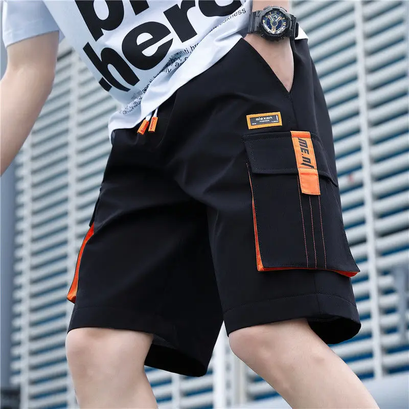 Summer Cotton Men Cargo Shorts Casual Solid Color Black   Short Pants Brand Clothing Jogger Military    X68