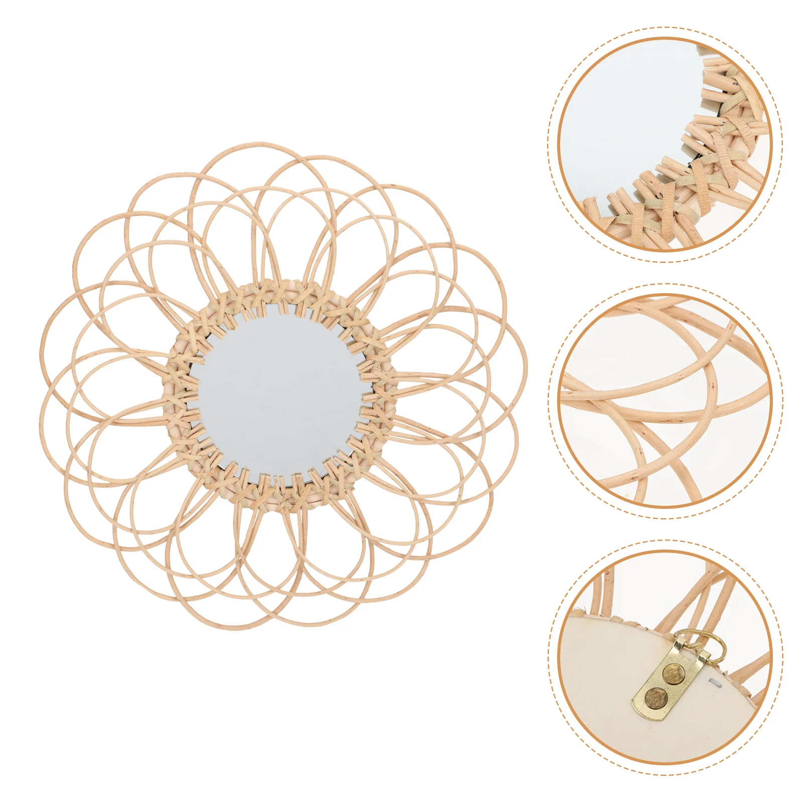 

Wall Hanging Mirror Decorative for Bedroom Wicker White Makeup Vanity Mirrors Unique Round