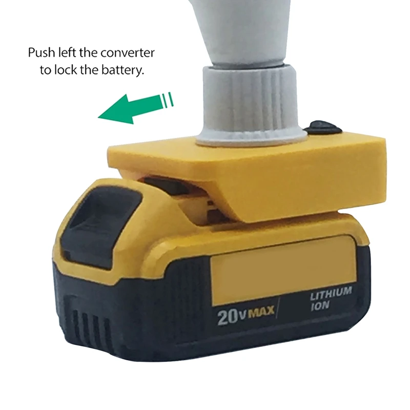 SCLS Portable E27 Bulb LED Light For Dewalt 18V 20V DCB Series Lithium Battery DCB180 DCB182 DCB200 DCB606 DCB609