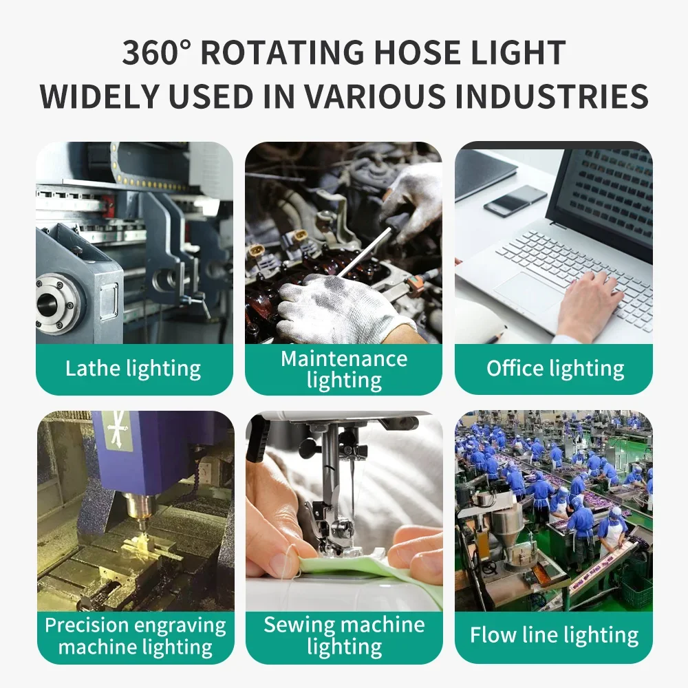 12W LED Machine Tool Light Magnetic Base 300/400/500mm Flexible Gooseneck Industrial Bright Garage Lighting desk lamp led work light garage lights