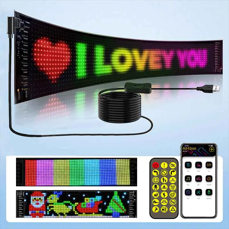 LED Sign Matrix Pixel Panel Scrolling Bright Advertising Display Signboard Flexible USB LED Car Sign Bluetooth App DIY Control led signs led display light led panel