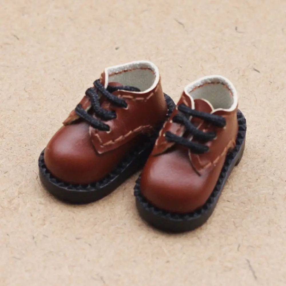 1Pair PU Leather 1/12 Bjd Doll Shoes Round Toe 1 Pair Doll PU Leather Shoes Cute Shoes Doll BJD Doll PU Shoes ob11 Doll