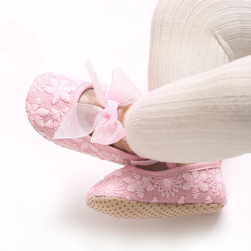 Cute lace 0-18M baby girl princess shoes moccasins moccas shoes butterfly flower decoration soft sole anti slip for children