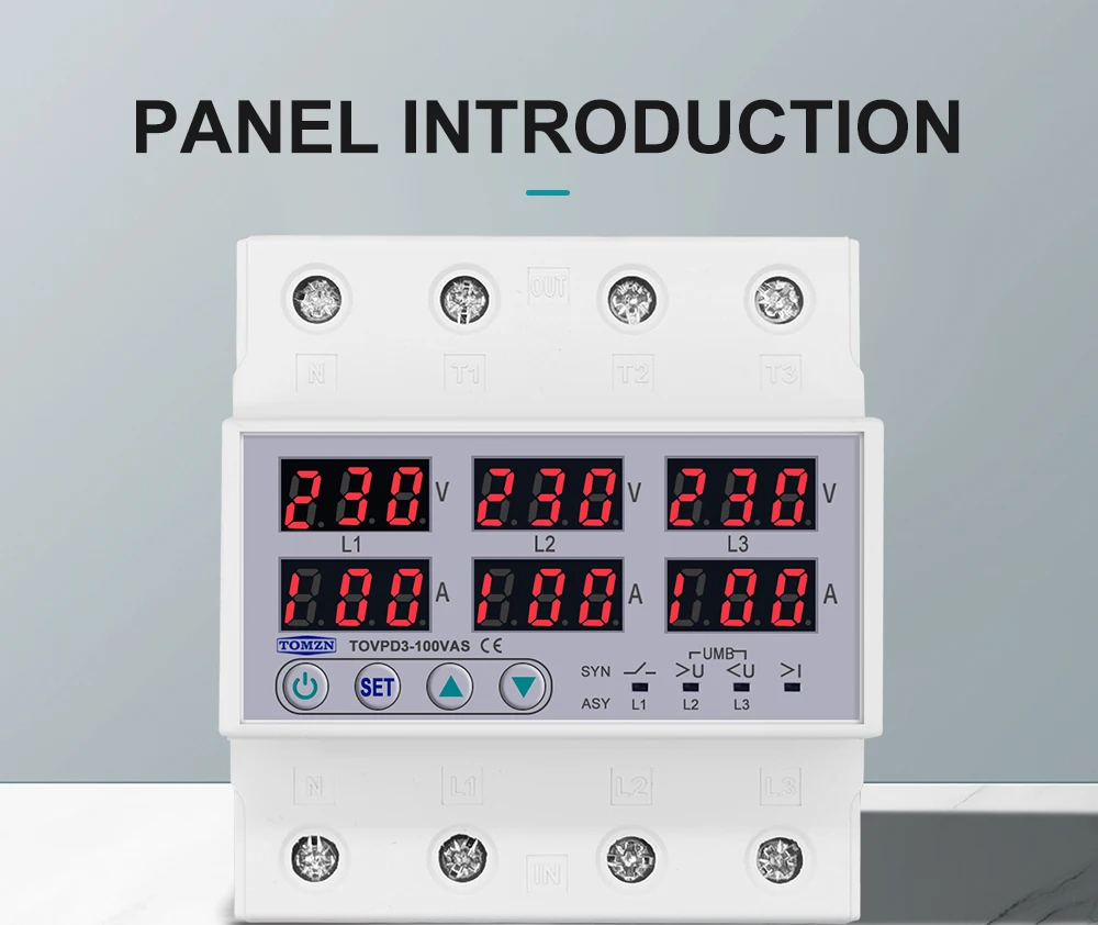 relé, SYN ASYNC síncrono assíncrono Din Rail, 3 fases, 3 P + N