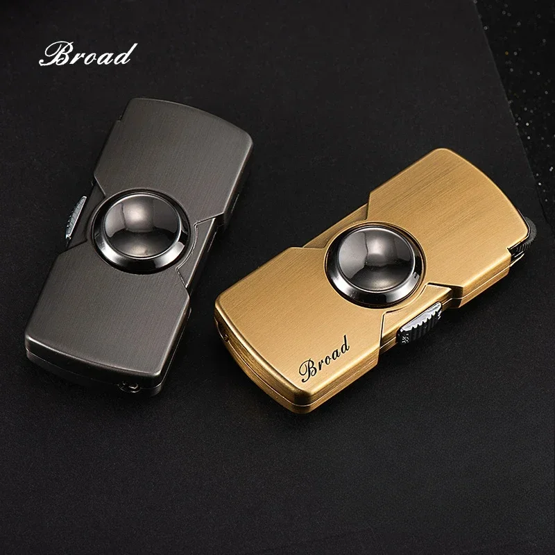 Creative Mini Fidget Spinner Gas Lighter Grinding Wheel Windproof Finger Toy Lighter Gadgets Men's Gifts Smoking Accessories
