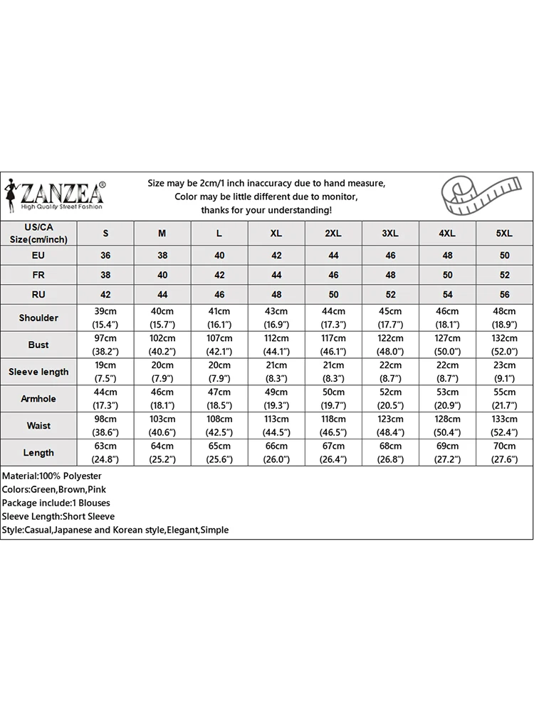 ZANZEA 한국 단색 블라우스, 반팔 트위스트 셔츠, 2024 휴가, 심플한 O넥 블라우스, 여름 상의, 패션