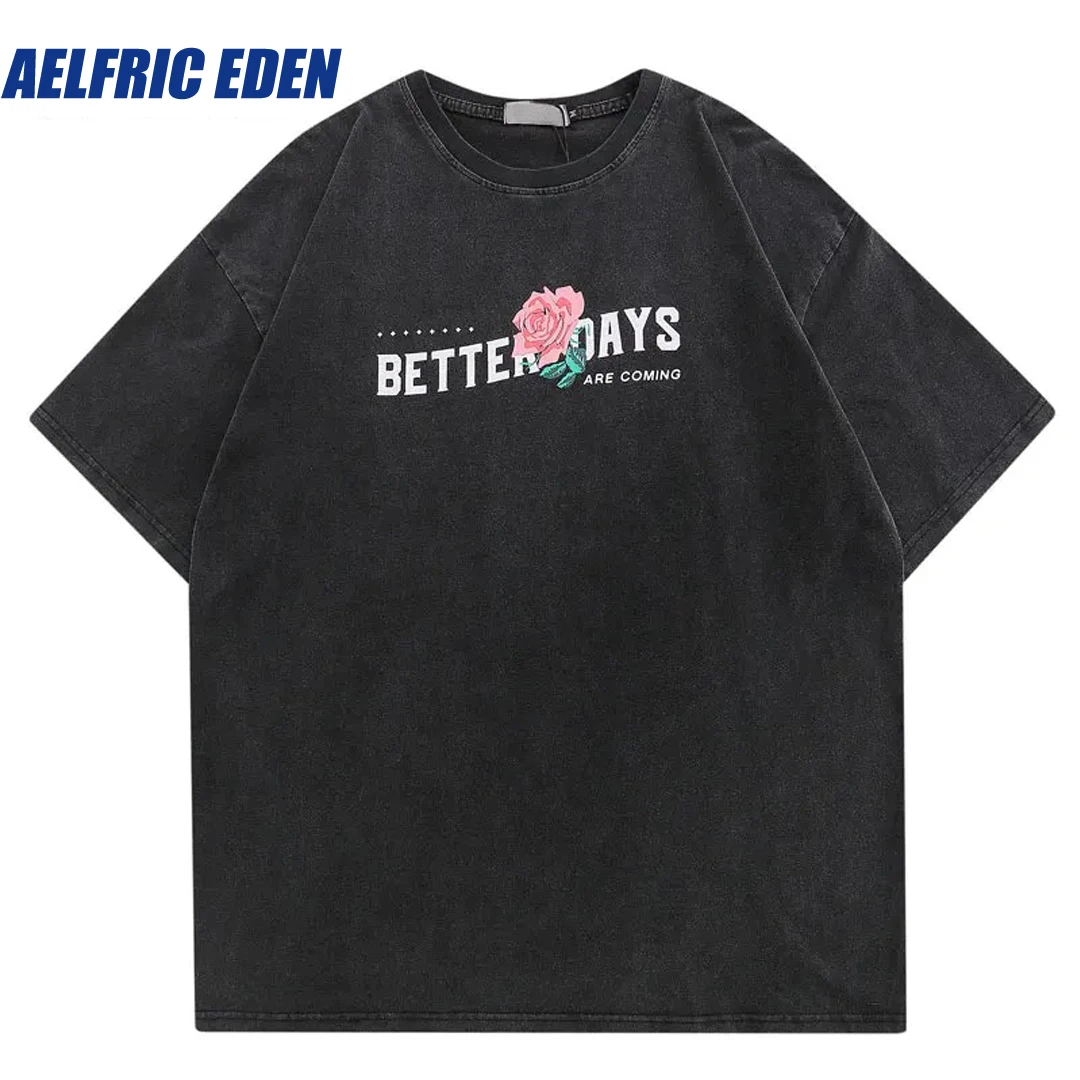 Aelfric Eden Floral Rose Letter Print Vintage Tshirt