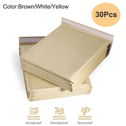 Hysen 30Pcs Natural Brown Bubble Mailers Kraft Paper Cushion Padded Envelopes Shipping Bags with Peel and Seal for Mailing