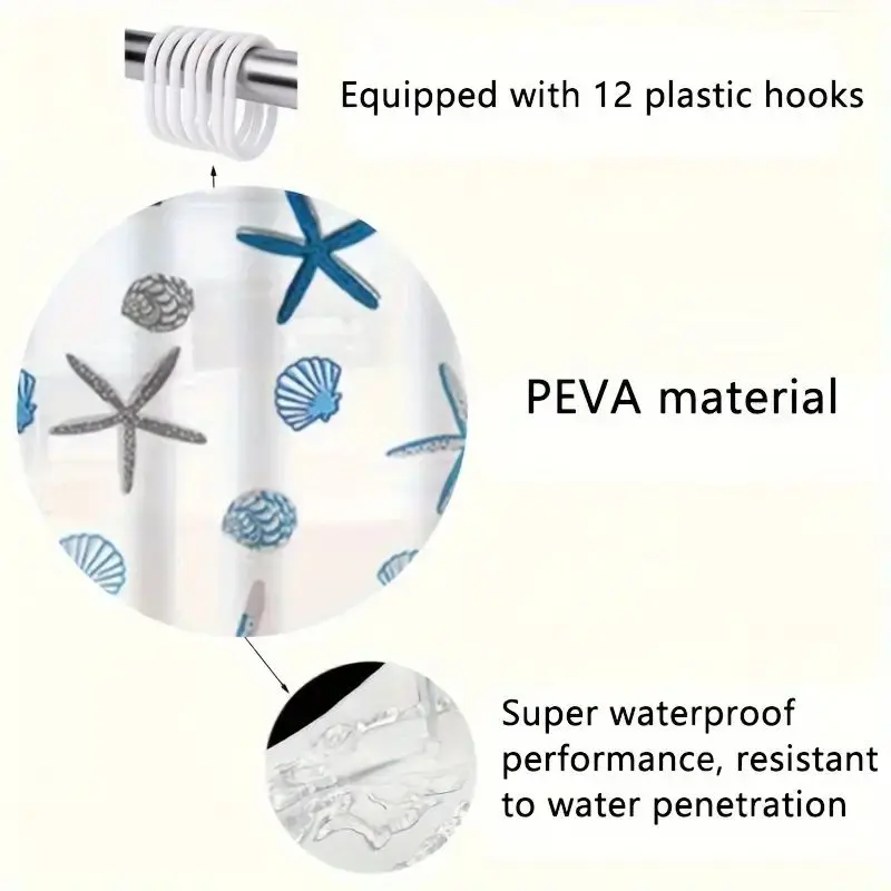 Shower Curtain PEVA Waterproof Bathroom