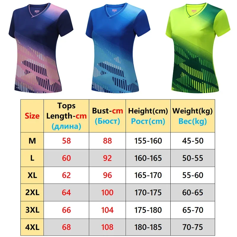 Badminton Table Tennis Shirts Women Gym Workout Sports Short Sleeves Quick Dry Ping Pong Elastic V Neck Jerseys