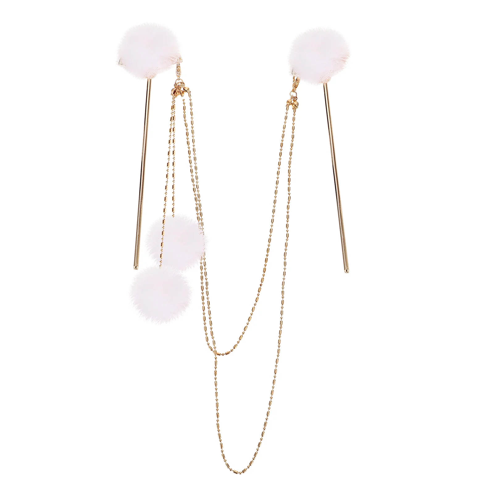 

Pearl Tassel Hair Chinese Style Hairpin Double Chain Hair Chopsticks Vintage Hair Fork for Hanfu Hair Accessories, Style 2