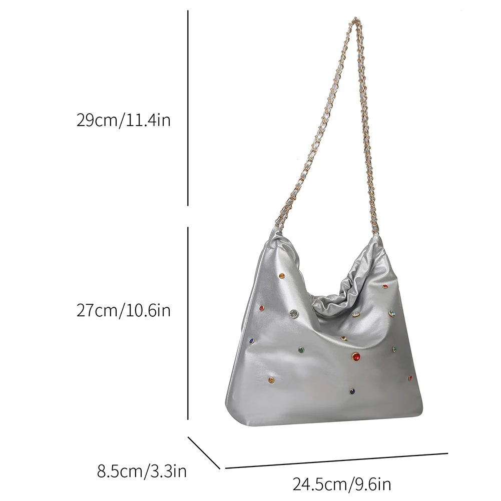 Women's Shoulder Bags PU Leather Casual Tote Bag Fashion Composite Handbag Large Capacity Chain Hobos Crossbody Bag Shopping Bag - 6