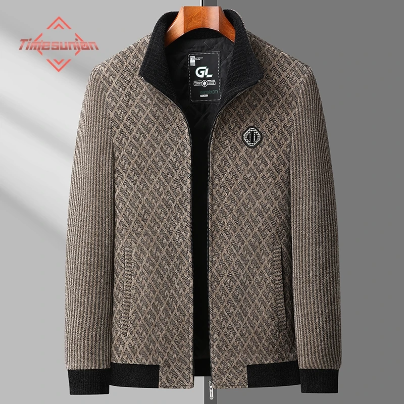 

Autumn Winter Jackets for Men Add Cotton Thickening Keep Warm Woolen Coat Stand Collar Business Casual Windbreaker Jacket