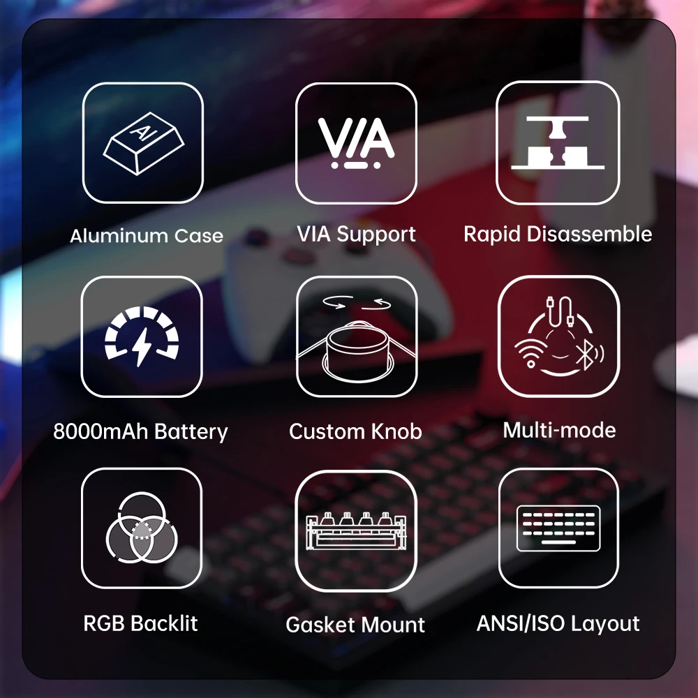 Mechanical Keyboard Akko MonsGeek M1 V5 Three-mode Barebone Kit VIA 75% 3/5 Pin Hot Swap RGB Rapid Disassemble Gasket