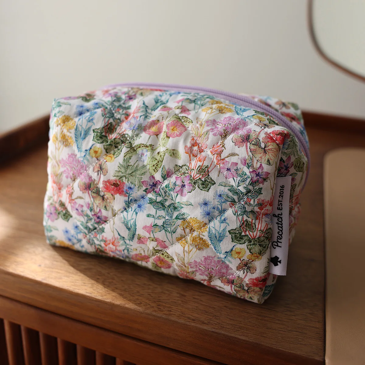 Portable cosmetic bag cute cartoon flower print toiletry bag travel supplies skin care storage bag multifunctional liner bag 5