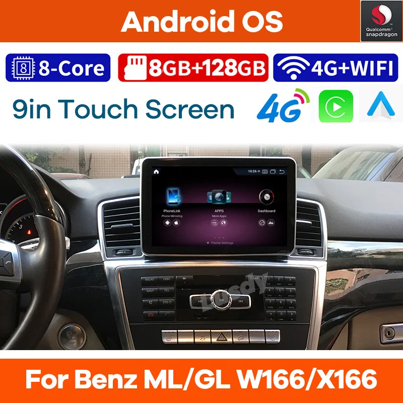 

Android 13 Snapdragon 6G 128G Car Multimedia Player GPS Radio for Mercedes Benz ML-Class W166/GL X166 2012- 2015 CarPlay Screen