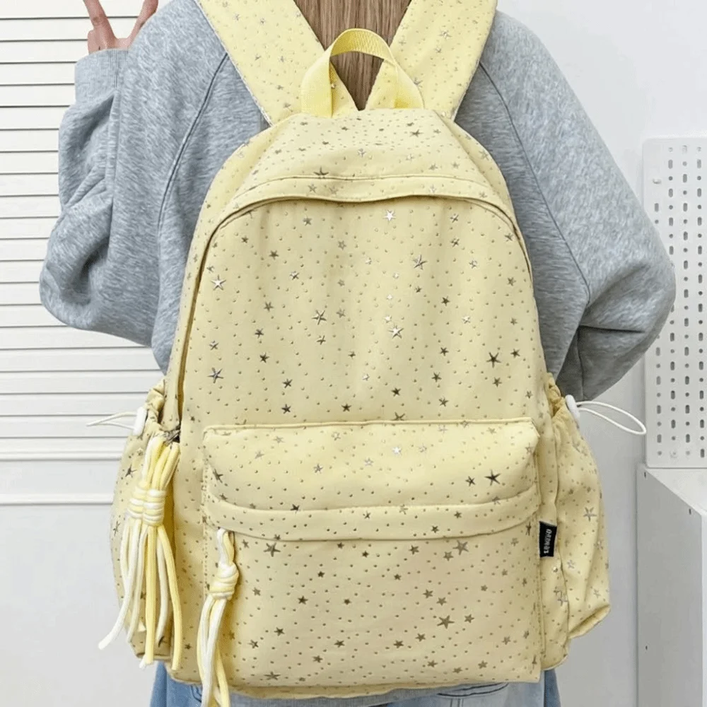 Oxford Cloth Star Backpack Large Capacity Multi-pockets Student School Bag Korean Style Solid Color Travel Rucksack 1
