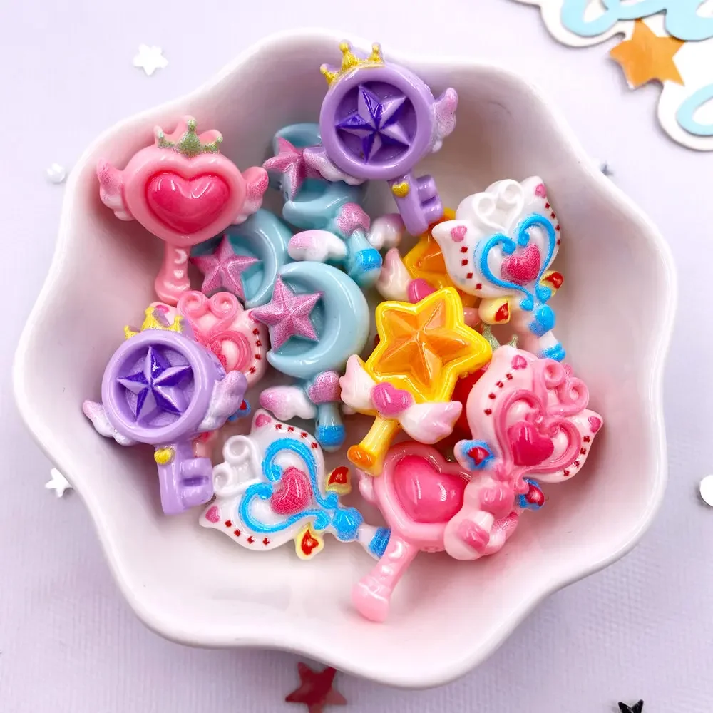 Resin Colorful Cartoon Love Magic Wand Flatback Stone Figurines DIY Hair Clip Scrapbook Decor Jewelry Crafts Accessories 20PCS