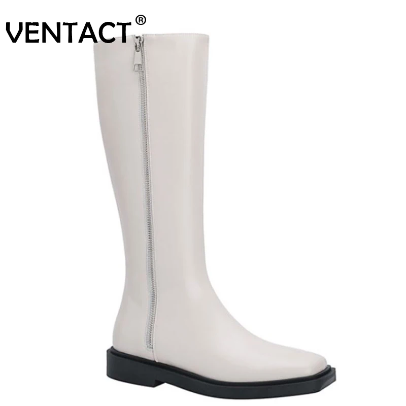 在庫あり Ventact 22女性本物の革の靴ニーハイブーツフラットハイヒールロングブーツクールファッション冬の女性の靴のサイズ34 39 同梱不可 Women S Shoes Axesandalesraleigh Com