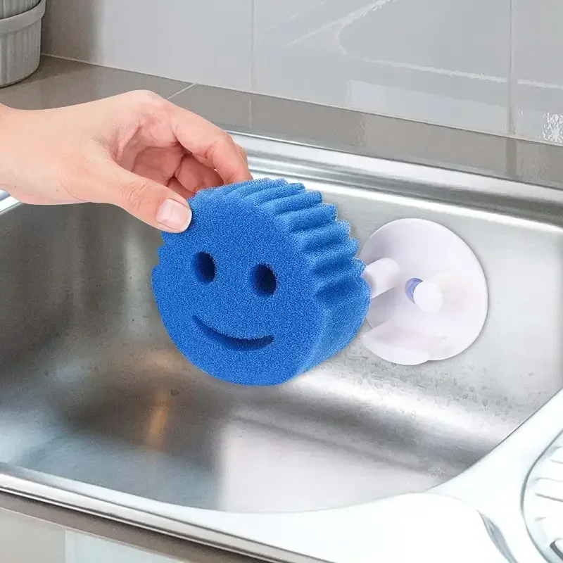 Suction Cup Smiley Sponge Holder Kitchen Sponge Holding Bracket Organizer Suction Cup Sink Kitchen Organizer 1pcs