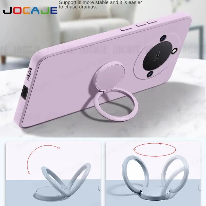Liquid Silicone Case with Ring Stand Holder and Lanyard - Soft Protective Cover