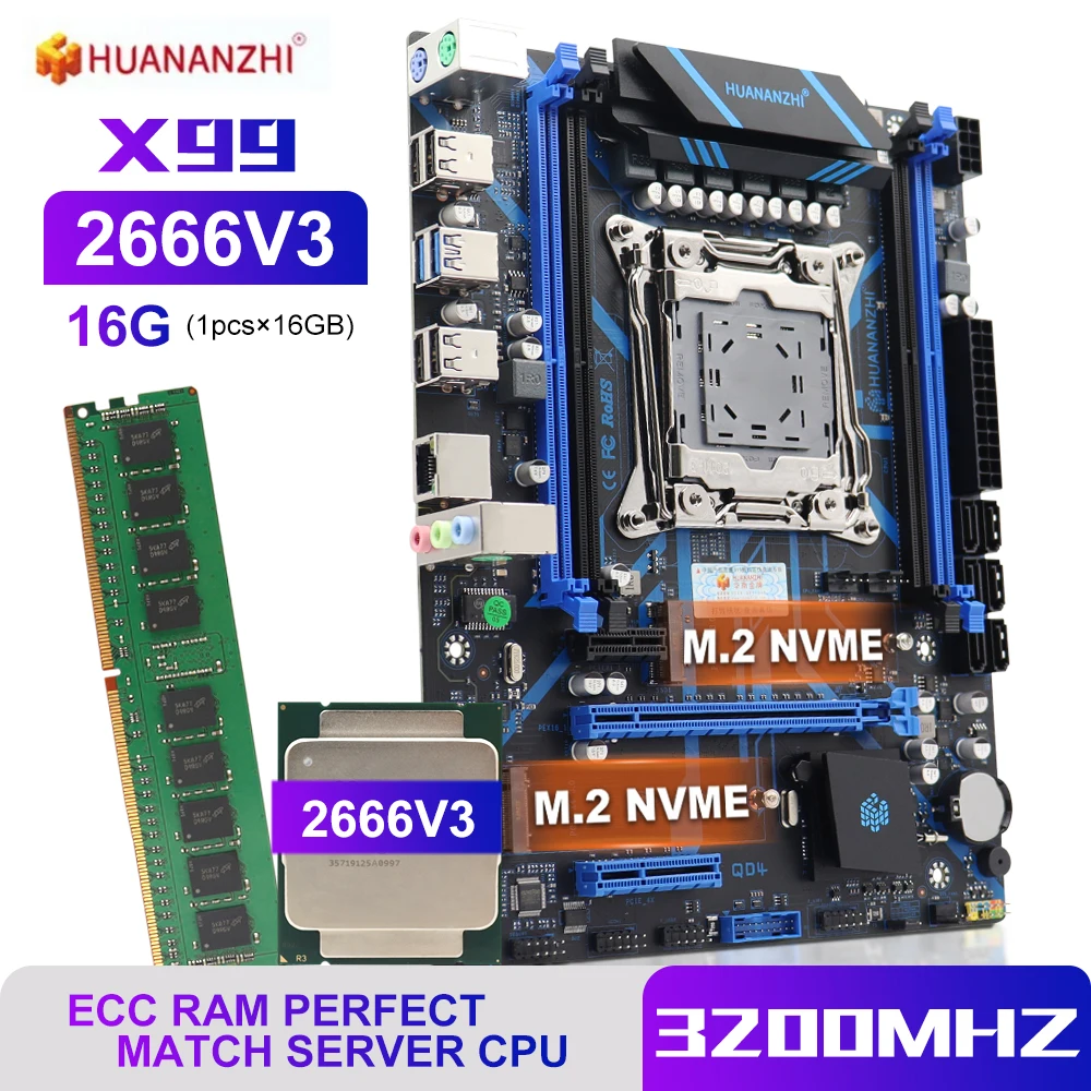 

Материнская плата HUANANZHI X99 QD4 LGA 2011-3 XEON Intel E5 2666 v3 DDR4 16G