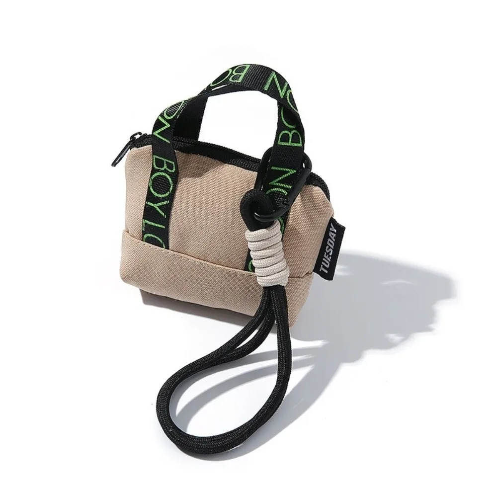 New Mini Coin Purse Canvas with Wristband Earphone Case Dopaamine Pink Card Holder