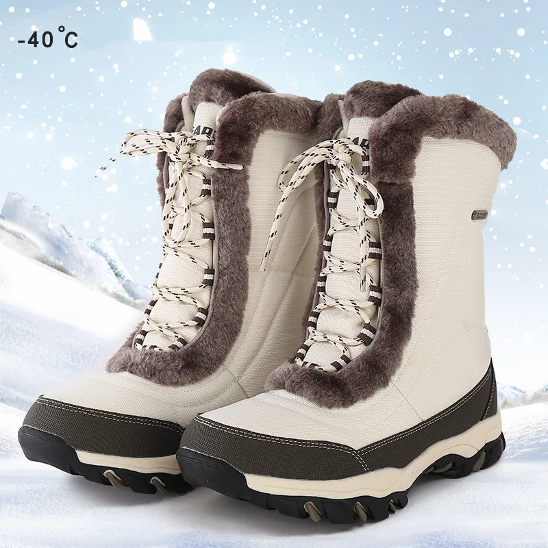 Outdoor Snow Boots Women's Waterproof Anti-skid Snowboard Shoes Warm Travel Equipment Training Trekking Skiing Sports Botas · v2