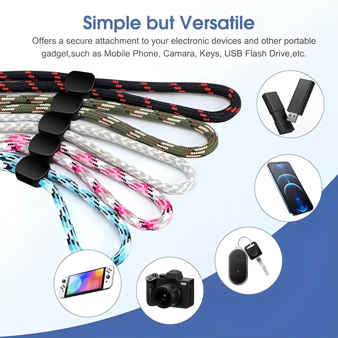 8pc 조정 가능한 나일론 손목 스트랩 끈 다채로운 색상의 휴대 전화 카메라 USB 플래시 드라이브 ID 배지 홀더