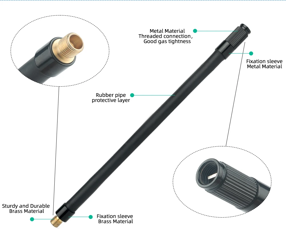Deemount Disc Wheel Adapter, 7-förmiger Presta-auf-Schrader-Ventil-Adapter mit 20 cm Schlauch, optionaler Pumpenanschluss, Inflator, Fahrradzubehör – Detail 15