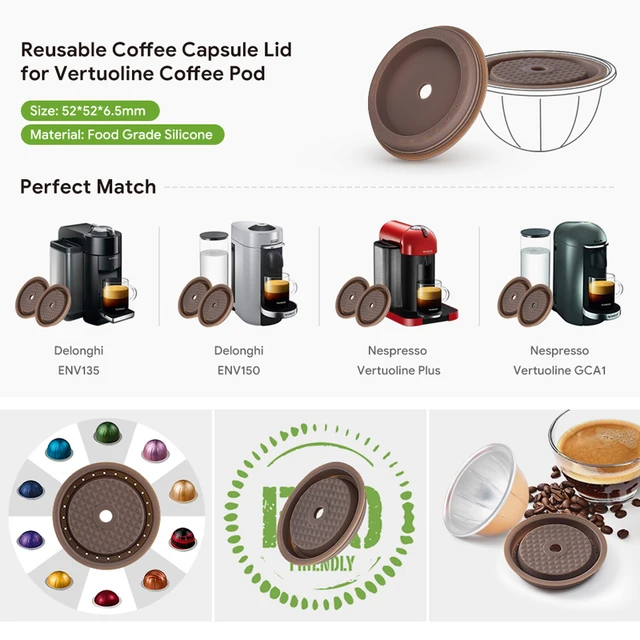 Bouchon Réutilisable Madama Pour Capsules Nespresso Vertuo - Silicone Alimentaire, Made In Italy, Lot De 3 - Économique Et écologique