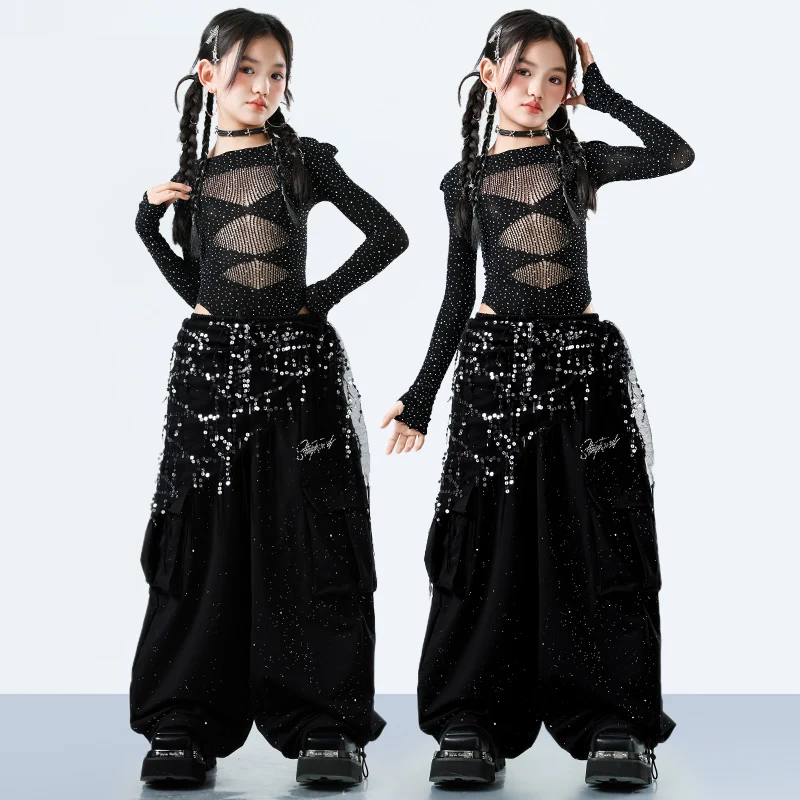 Trendy Girls Street Style Dance Performance Outfit: Youth Hip Hop Costume