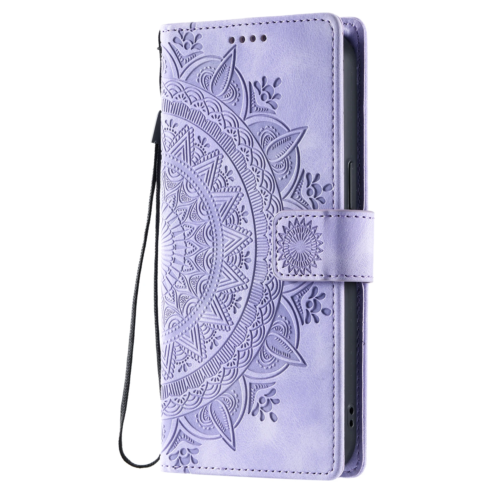 Embossed Totem Leather Wallet Phone Case with Card Holder