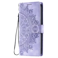 Embossed Totem Leather Wallet Phone Case with Card Holder - Galaxy A37 (PURPLE)