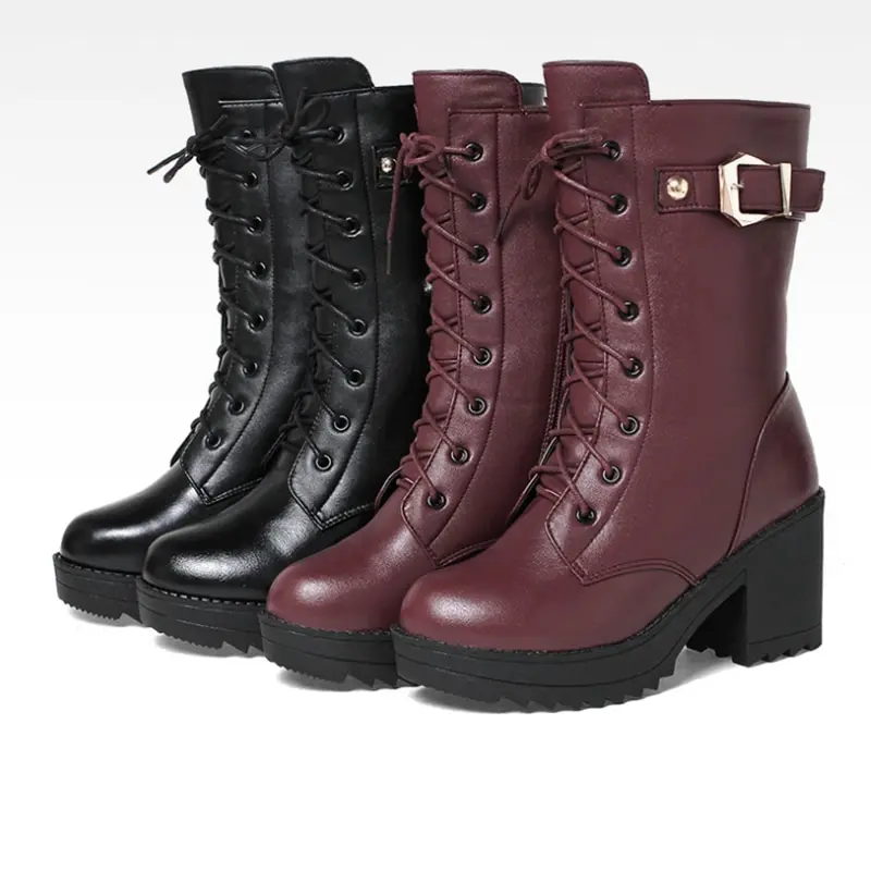 Botas De Invierno Negras Con Forro De Piel Sintética Para Mujer: Botas De Nieve De Terciopelo