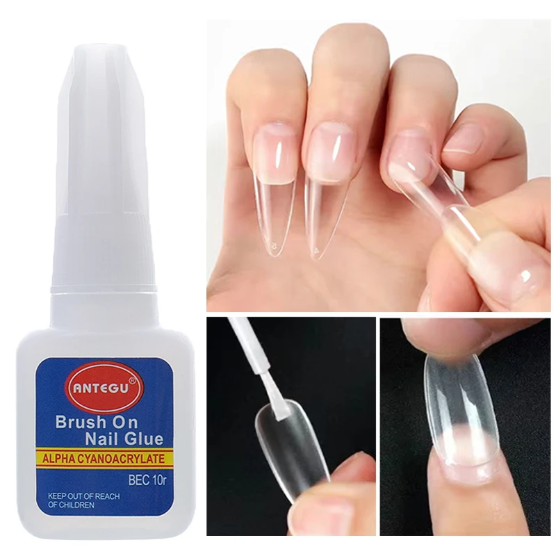 

10g Transparent Nail Glue Strong Glue with Brush for Nail Art Fake Acrylic Decoration False Nail Tip Professional Glue Care Tool